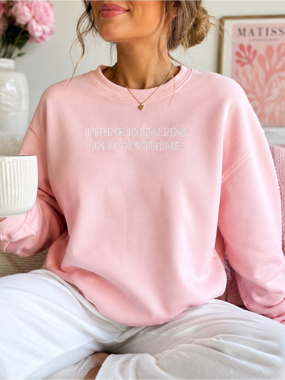 NWT Better Together Women’s Pink Self Love Embroidered Sweatshirt XL
